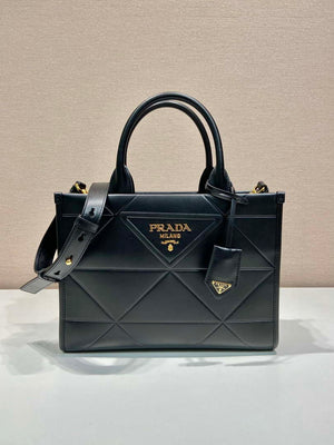 Prada 1BA379 Small leather Prada Symbole bag with topstitching Black - Default Title - View 1