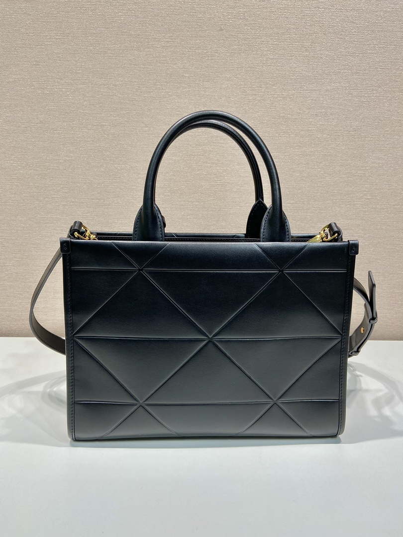 Prada 1BA379 Small leather Prada Symbole bag with topstitching Black