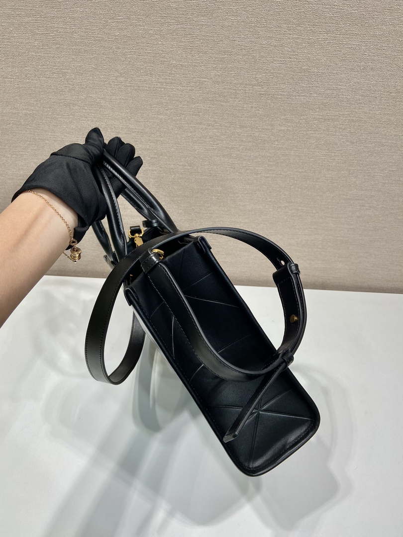 Prada 1BA379 Small leather Prada Symbole bag with topstitching Black