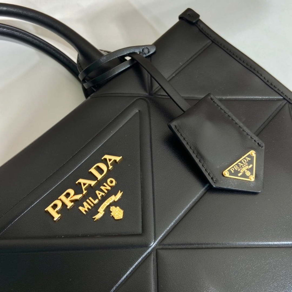 Prada 1BA379 Small leather Prada Symbole bag with topstitching Black