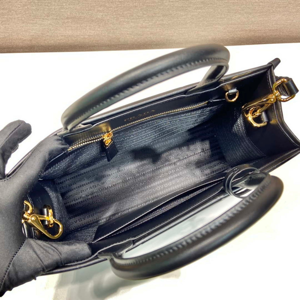 Prada 1BA379 Small leather Prada Symbole bag with topstitching Black