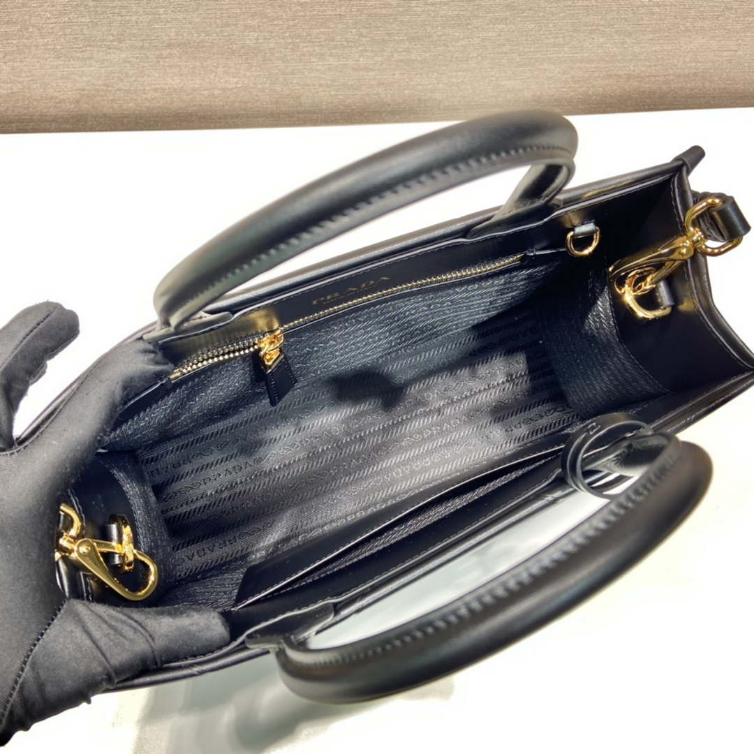Prada 1BA379 Small leather Prada Symbole bag with topstitching Black
