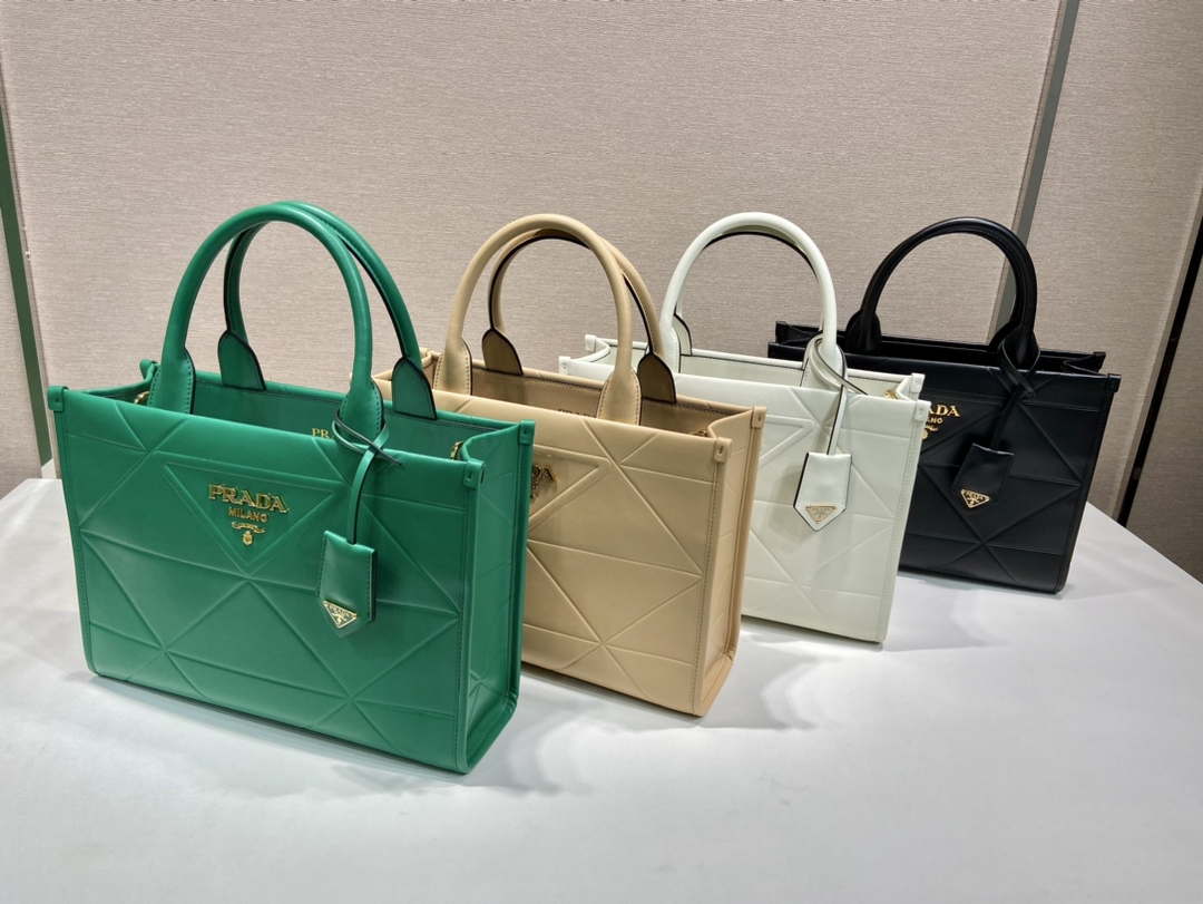 Prada 1BA379 Small leather Prada Symbole bag with topstitching Black
