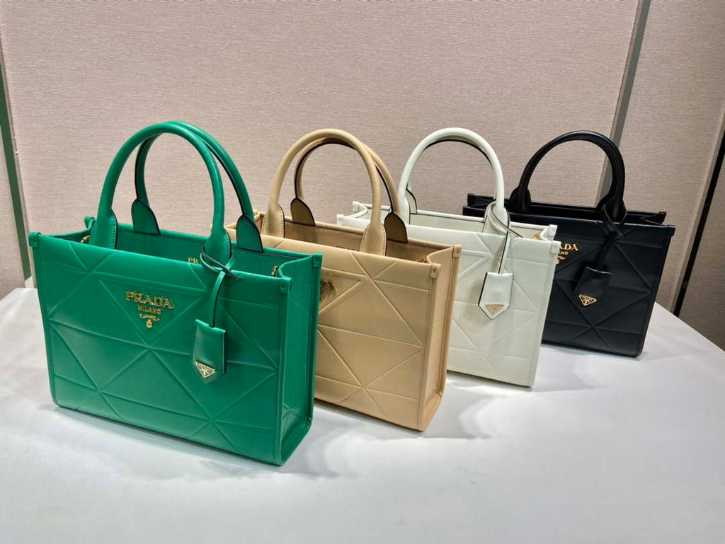 Prada 1BA379 Small leather Prada Symbole bag with topstitching Green