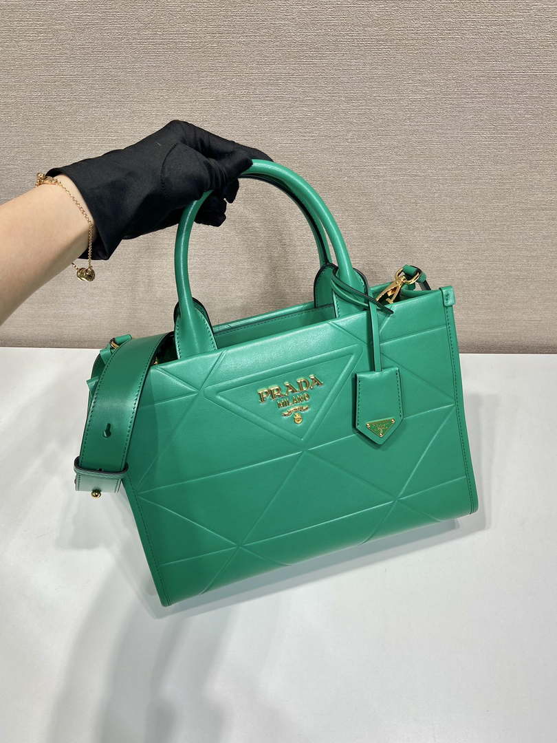 Prada 1BA379 Small leather Prada Symbole bag with topstitching Green - Default Title - View 3