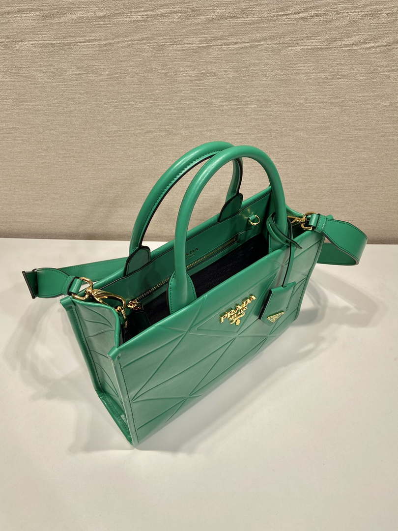 Prada 1BA379 Small leather Prada Symbole bag with topstitching Green - Default Title - View 4