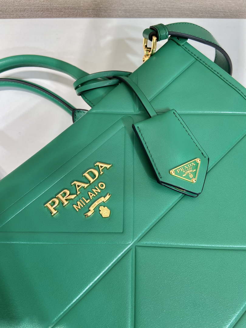 Prada 1BA379 Small leather Prada Symbole bag with topstitching Green - Default Title - View 8