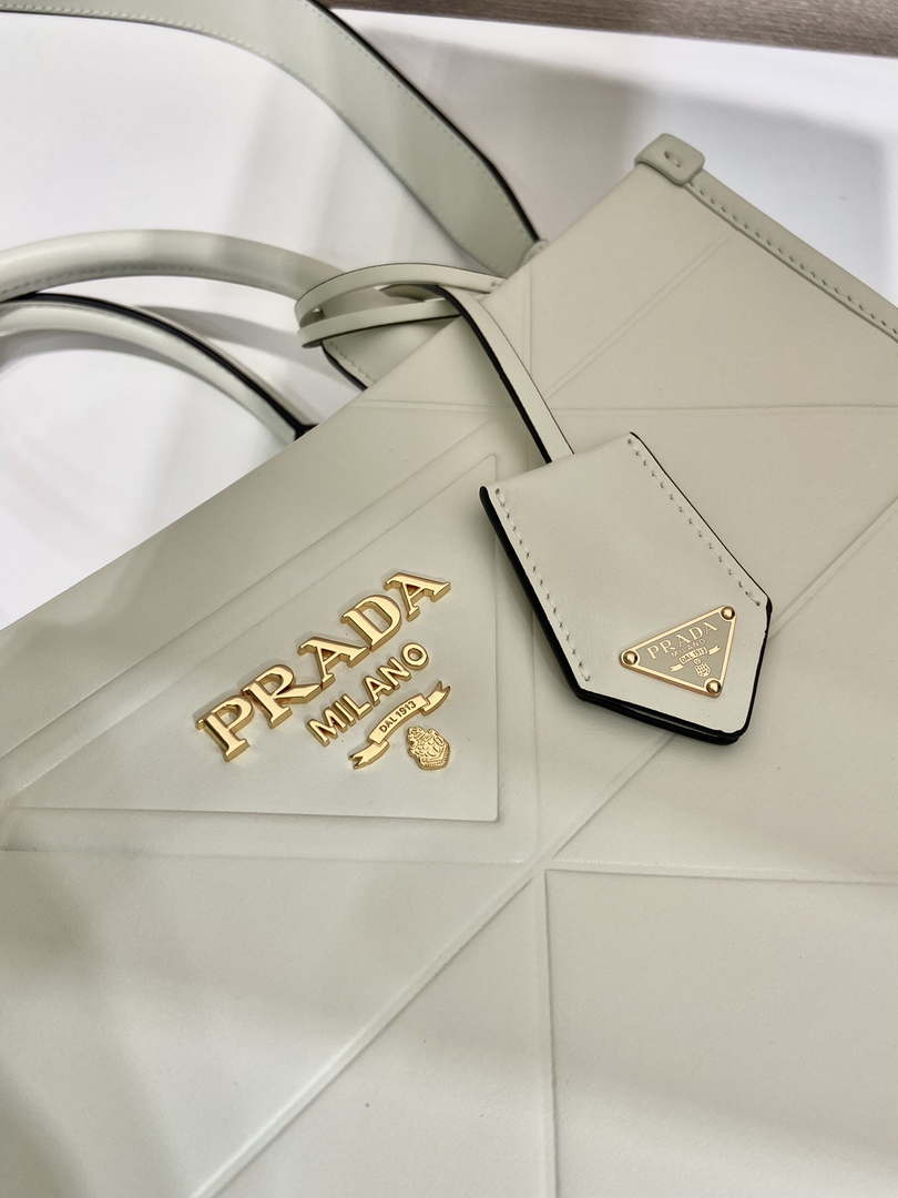 Prada 1BA379 Small leather Prada Symbole bag with topstitching White - Default Title - View 6