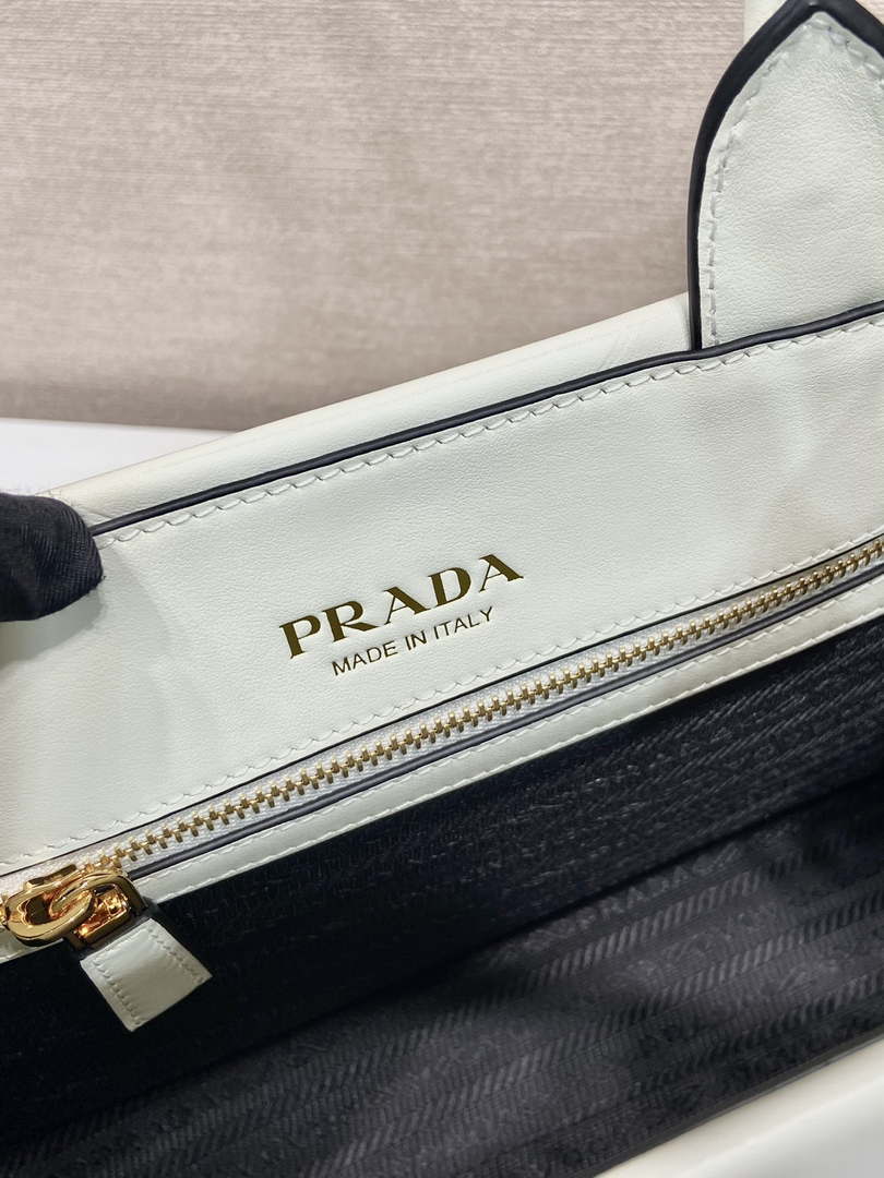 Prada 1BA379 Small leather Prada Symbole bag with topstitching White - Default Title - View 9