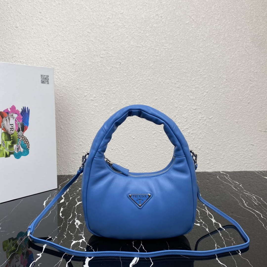 Prada 1BA384 Prada Soft Padded Nappa Leather Mini Bag Light Blue - Default Title - View 1