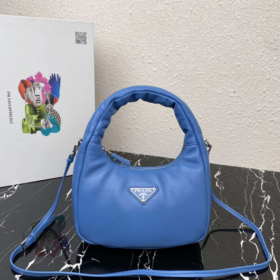Prada 1BA384 Prada Soft Padded Nappa Leather Mini Bag Light Blue