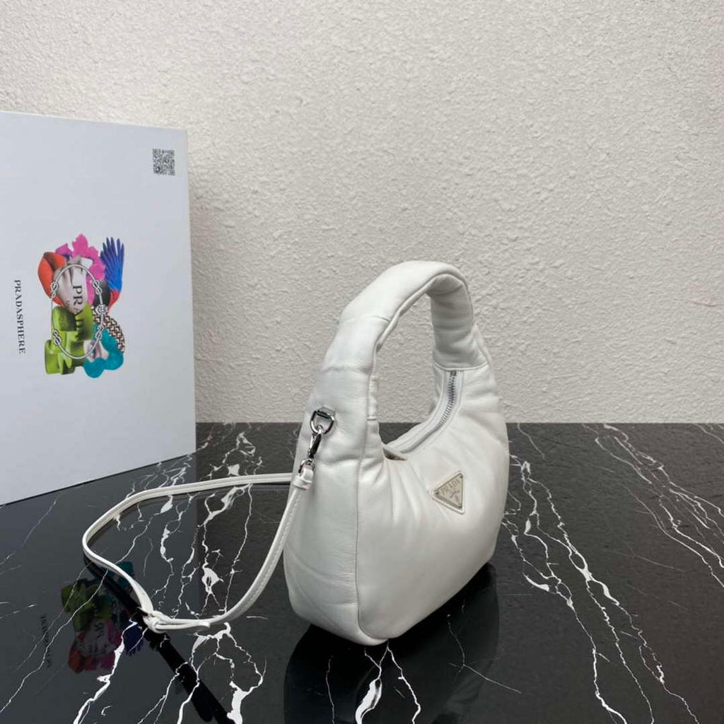 Prada 1BA384 Prada Soft Padded Nappa Leather Mini Bag White