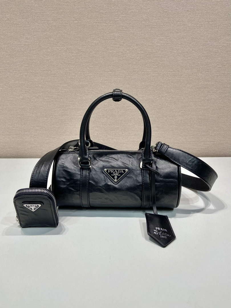 Prada 1BA389 Antique Nappa Leather Handbag Black - Default Title - View 1