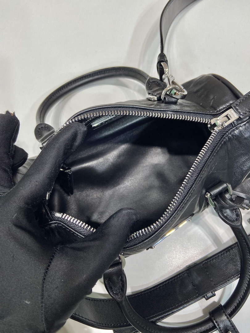 Prada 1BA389 Antique Nappa Leather Handbag Black