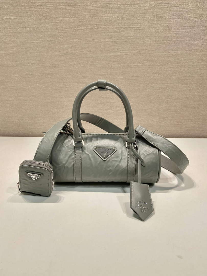 Prada 1BA389 Antique Nappa Leather Handbag Gray - Default Title - View 1