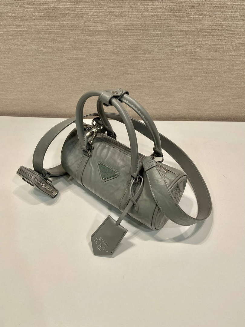 Prada 1BA389 Antique Nappa Leather Handbag Gray - Default Title - View 3