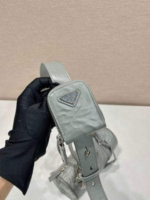 Prada 1BA389 Antique Nappa Leather Handbag Gray - Default Title - View 7
