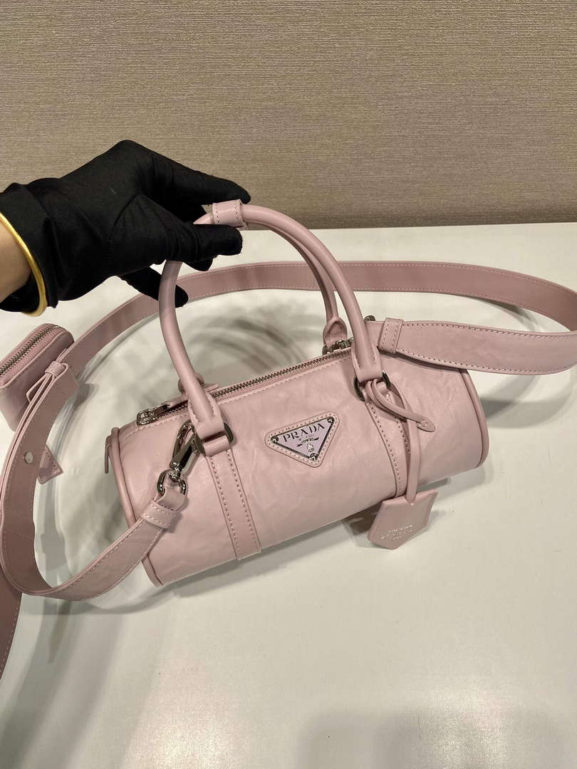 Prada 1BA389 Antique Nappa Leather Handbag Pink