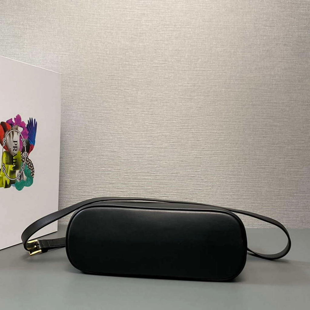 Prada 1BA418 Small Leather Handbag With Belt Black