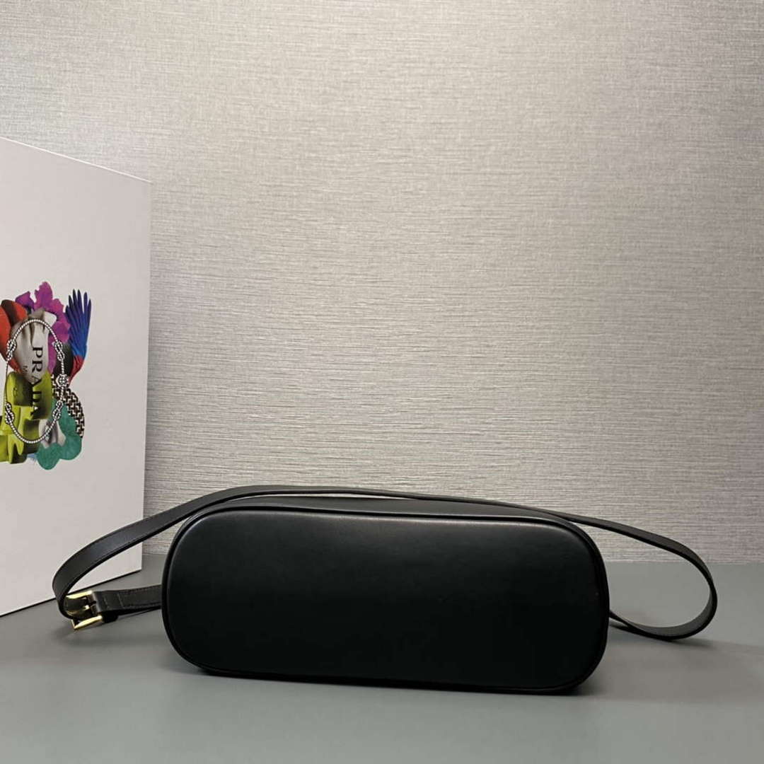 Prada 1BA418 Small Leather Handbag With Belt Black