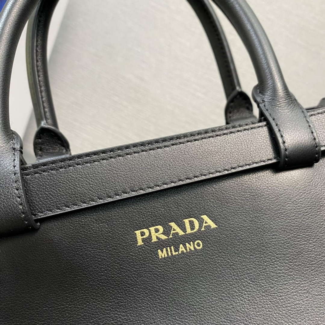 Prada 1BA418 Small Leather Handbag With Belt Black