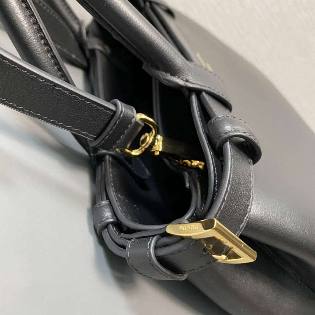 Prada 1BA418 Small Leather Handbag With Belt Black - Default Title - View 7