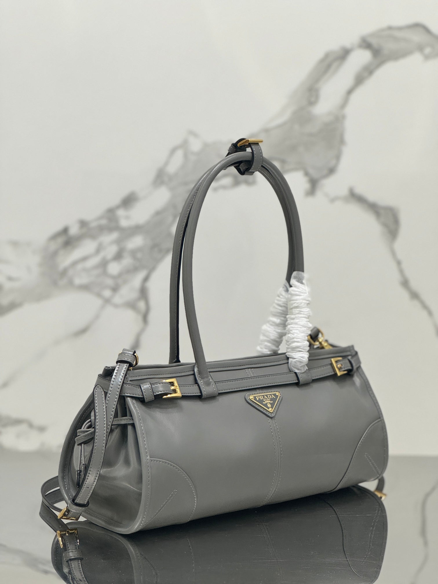 Prada 1BA426 Medium leather handbag Gray