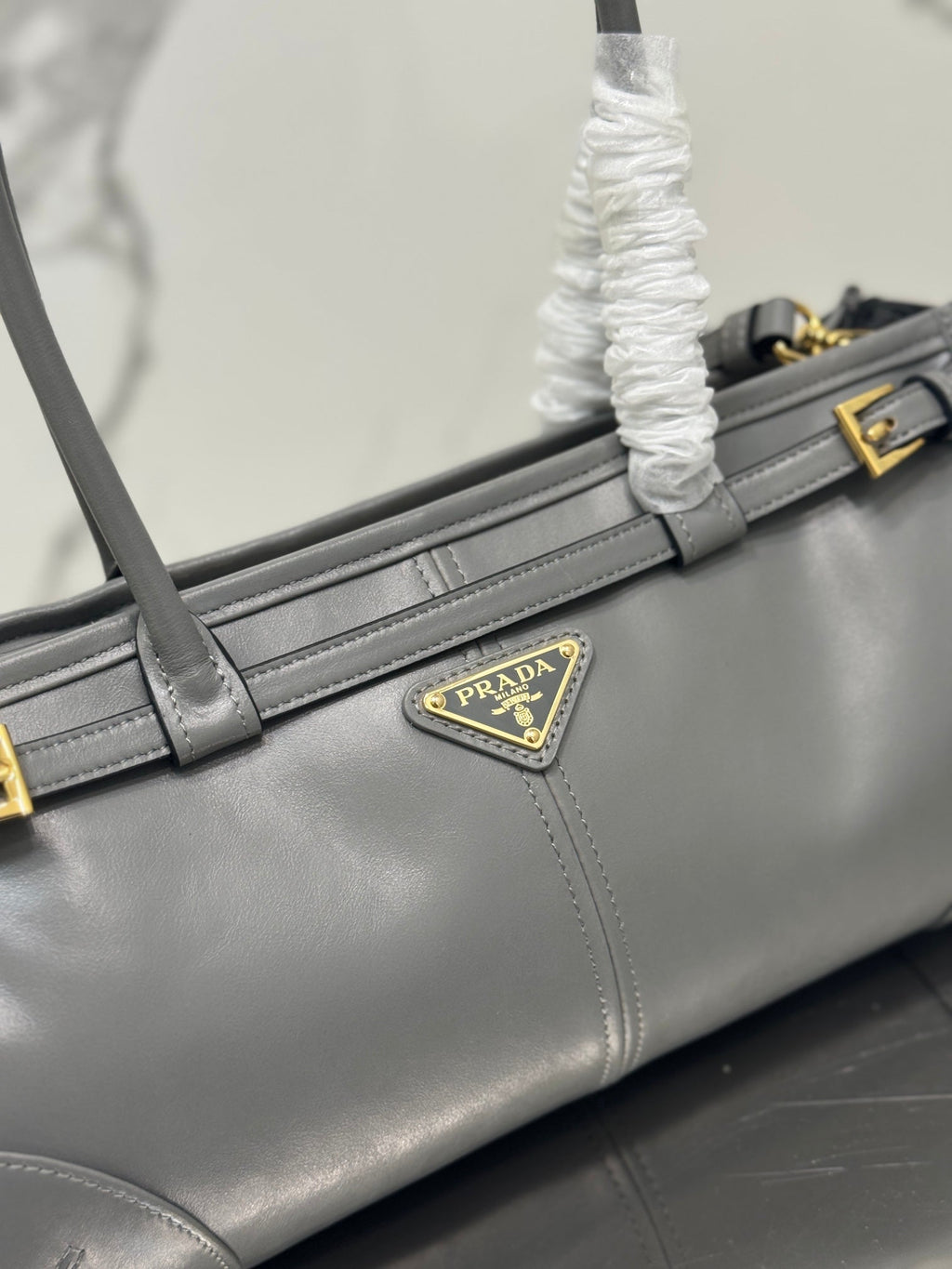Prada 1BA426 Medium leather handbag Gray