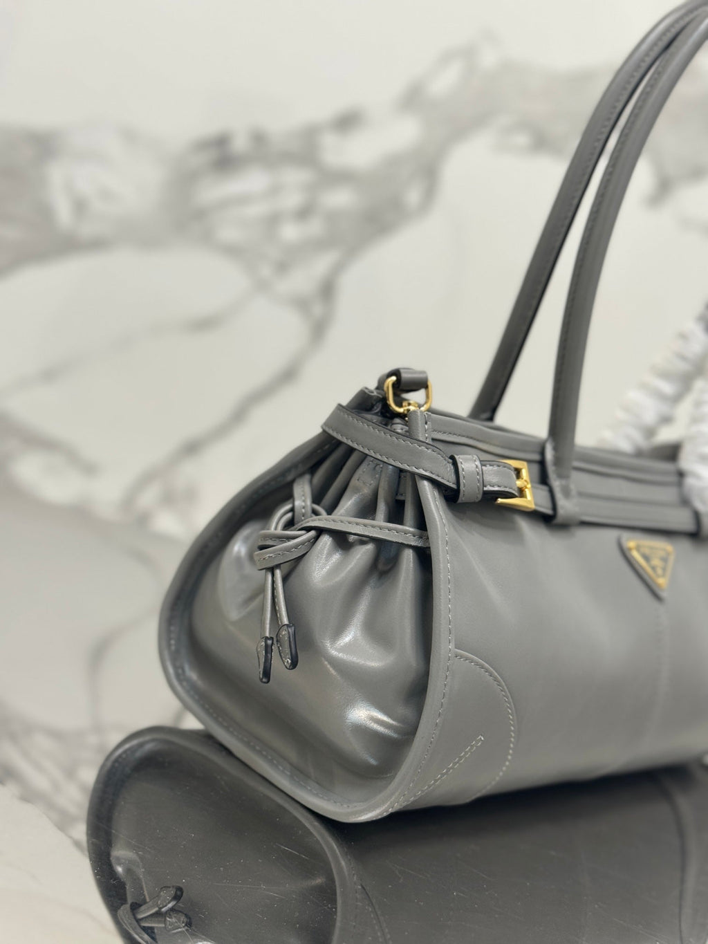 Prada 1BA426 Medium leather handbag Gray