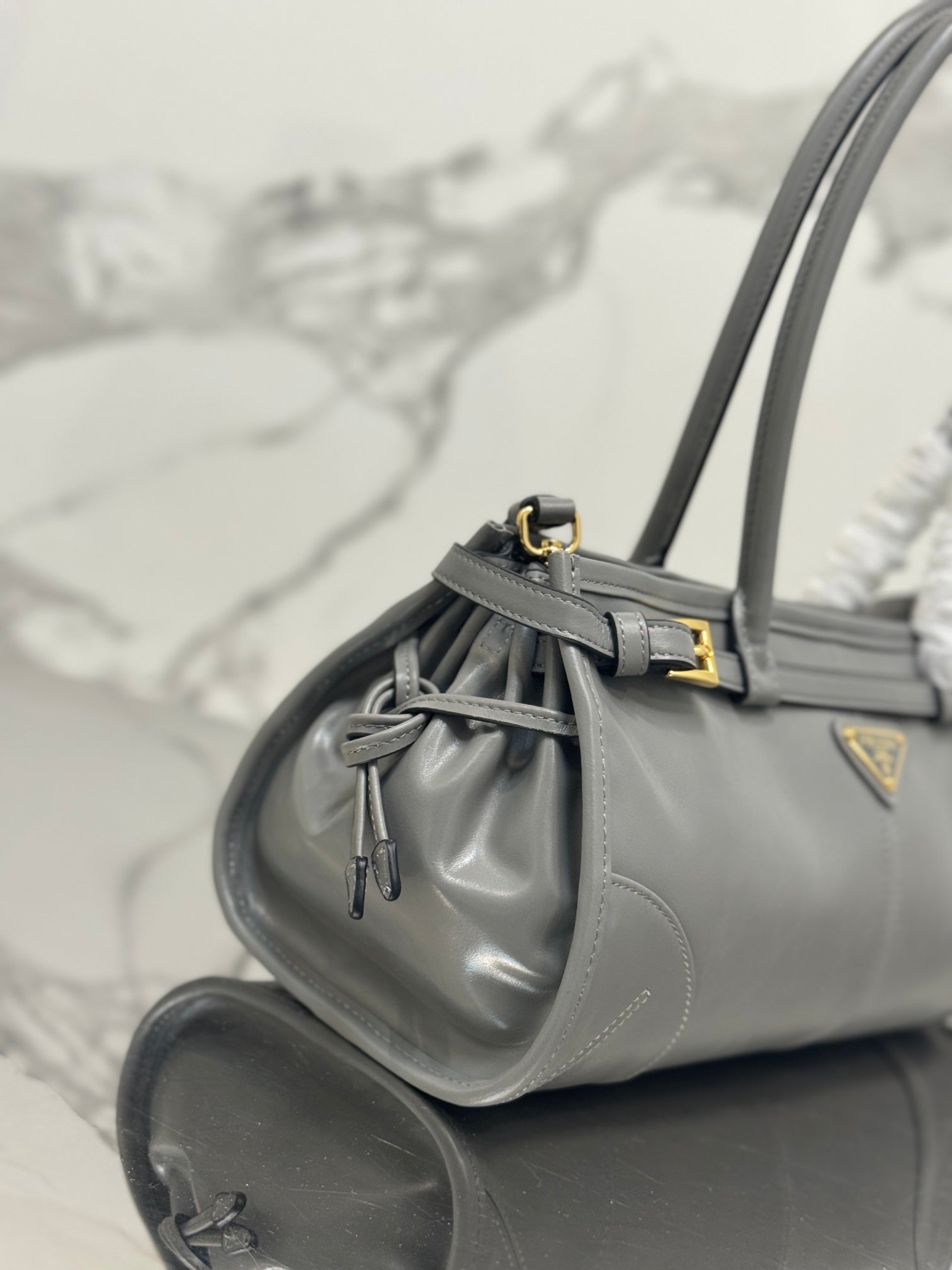 Prada 1BA426 Medium leather handbag Gray