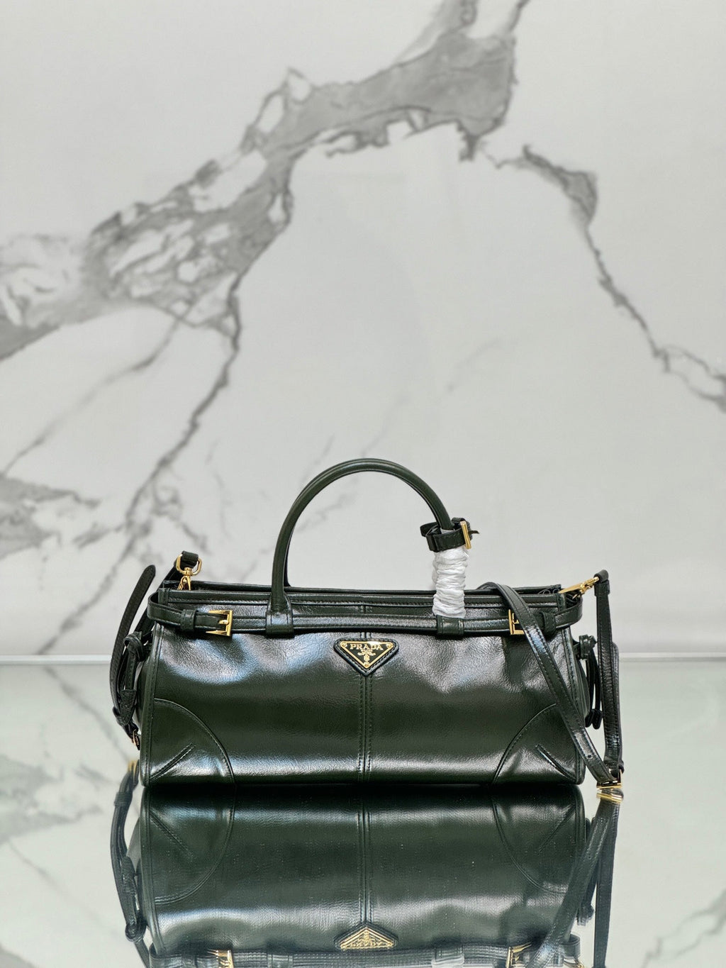 Prada 1BA426 Medium leather handbag Dark Green