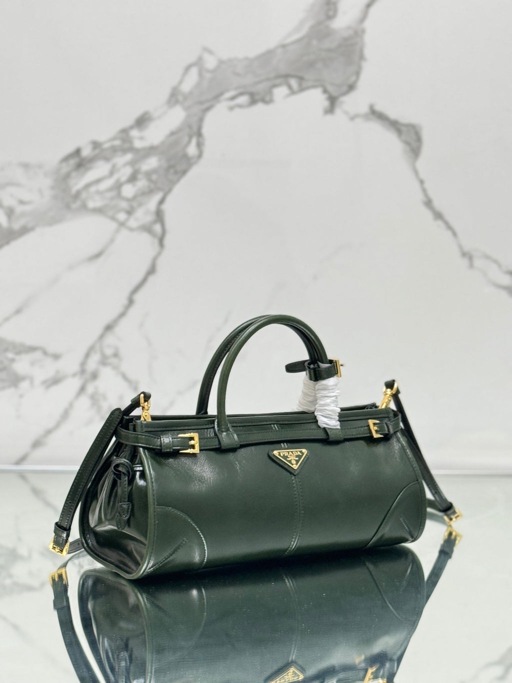 Prada 1BA426 Medium leather handbag Dark Green