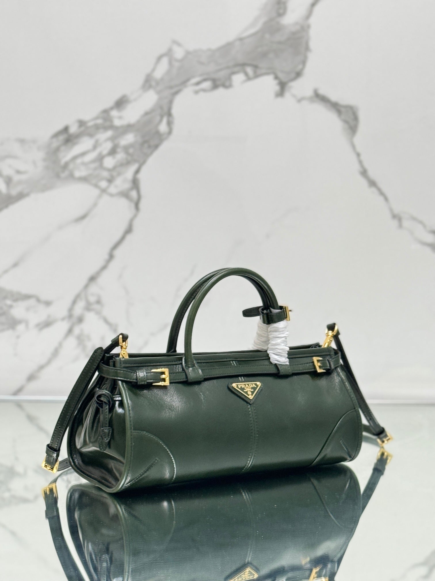 Prada 1BA426 Medium leather handbag Dark Green