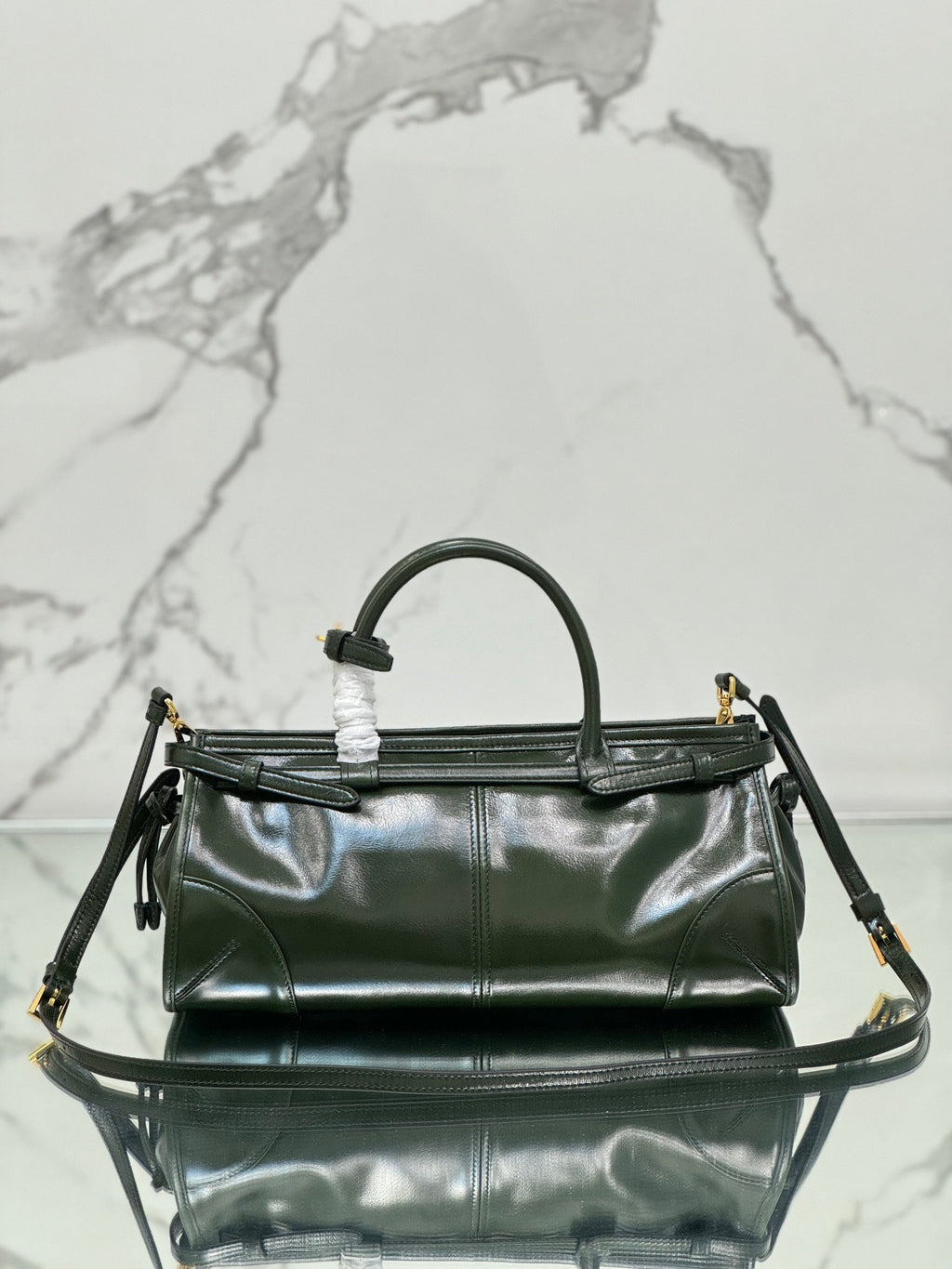 Prada 1BA426 Medium leather handbag Dark Green