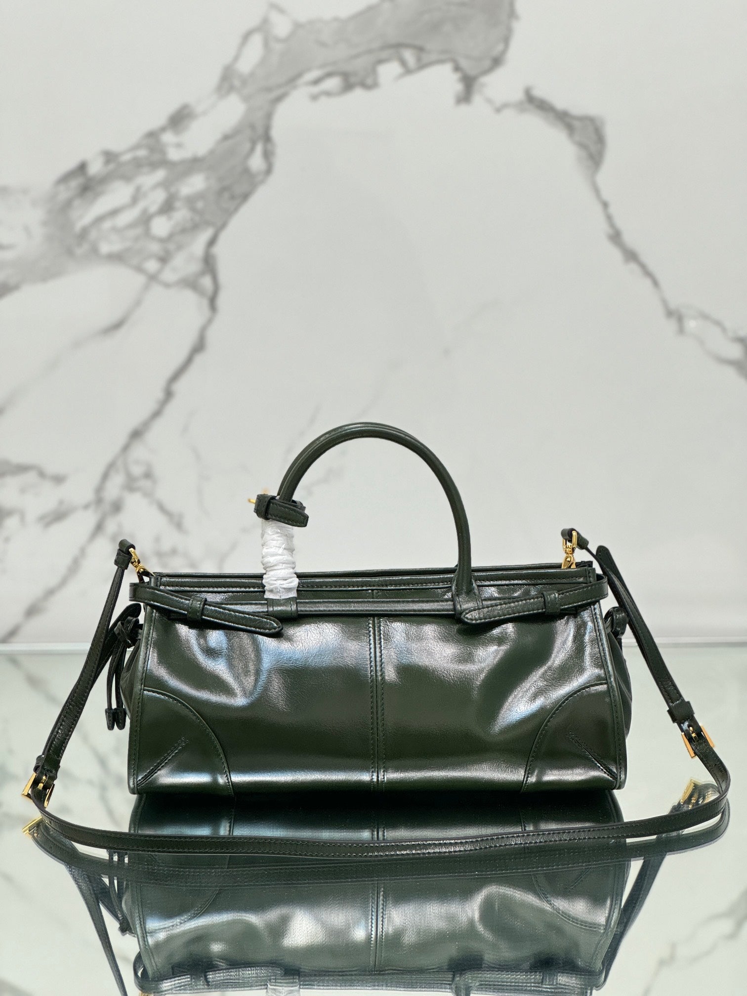 Prada 1BA426 Medium leather handbag Dark Green