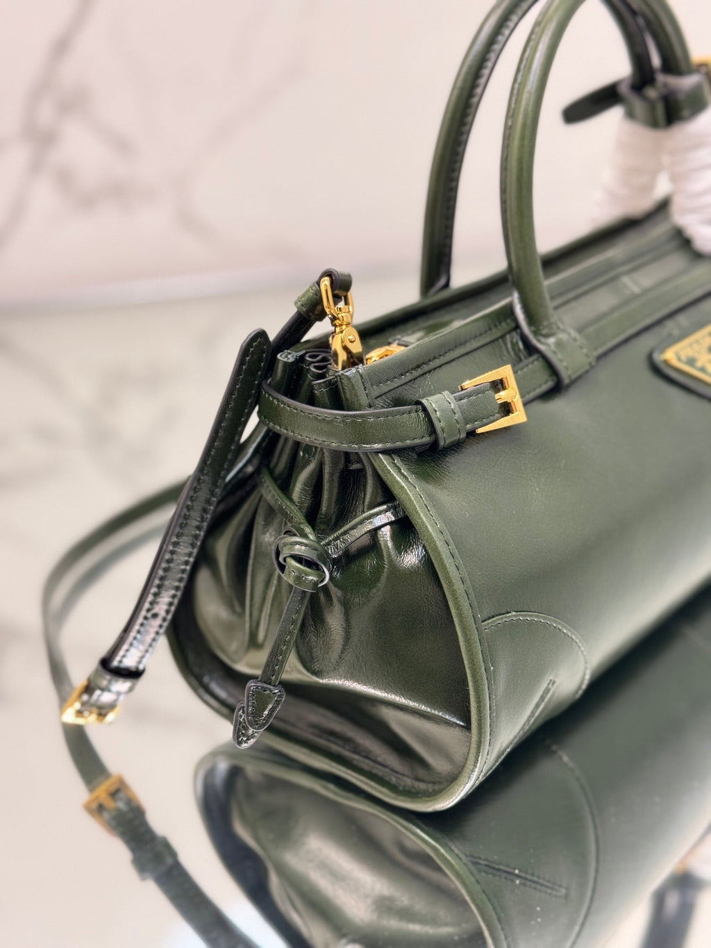 Prada 1BA426 Medium leather handbag Dark Green