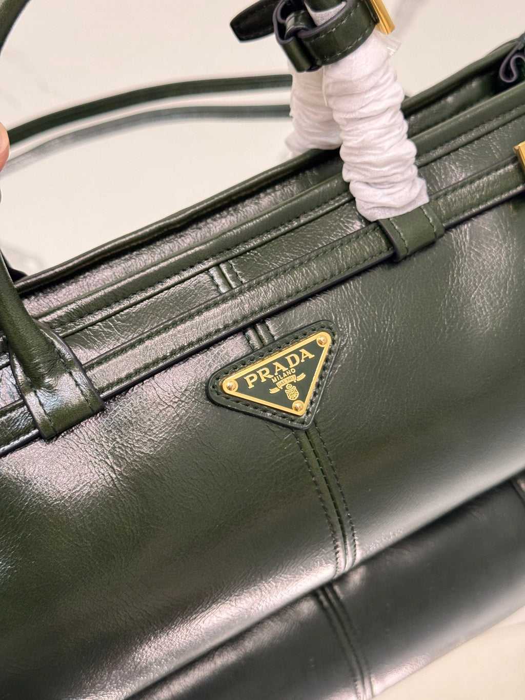 Prada 1BA426 Medium leather handbag Dark Green