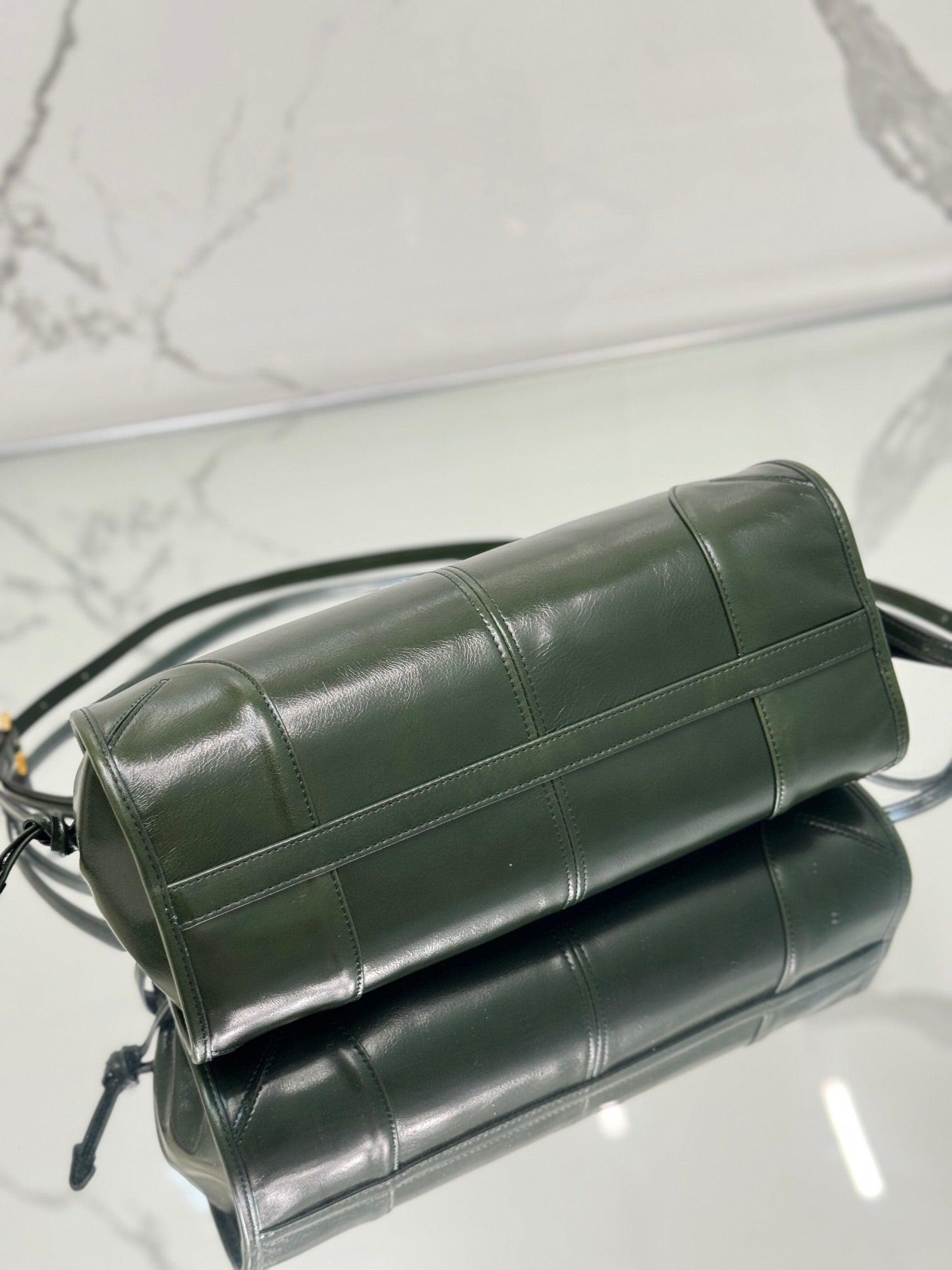 Prada 1BA426 Medium leather handbag Dark Green