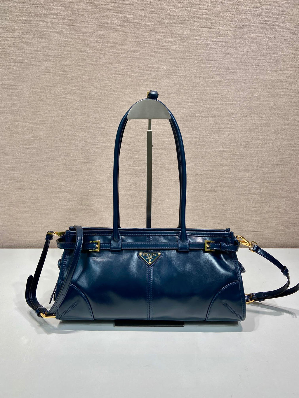 Prada 1BA426 Medium leather handbag Navy Blue