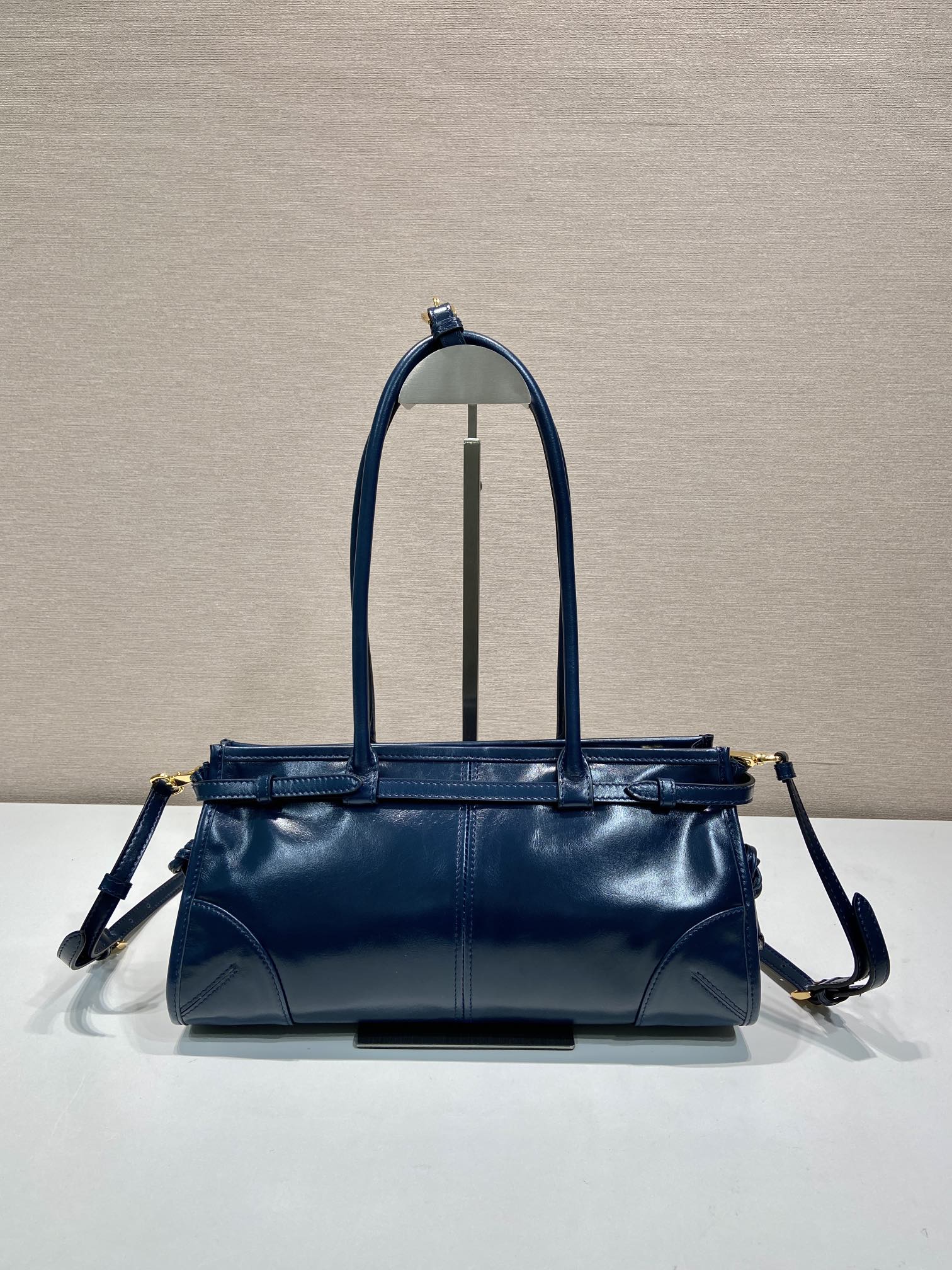 Prada 1BA426 Medium leather handbag Navy Blue