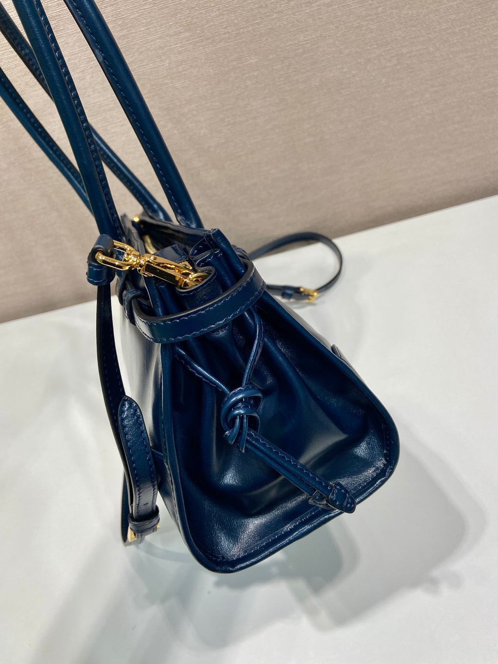 Prada 1BA426 Medium leather handbag Navy Blue