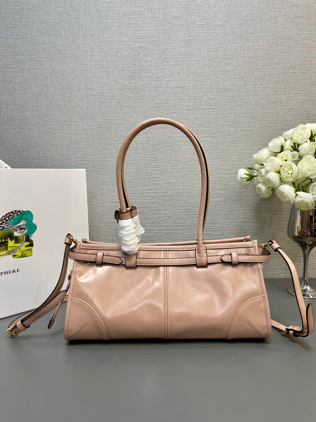 Prada 1BA426 Medium leather handbag Pink