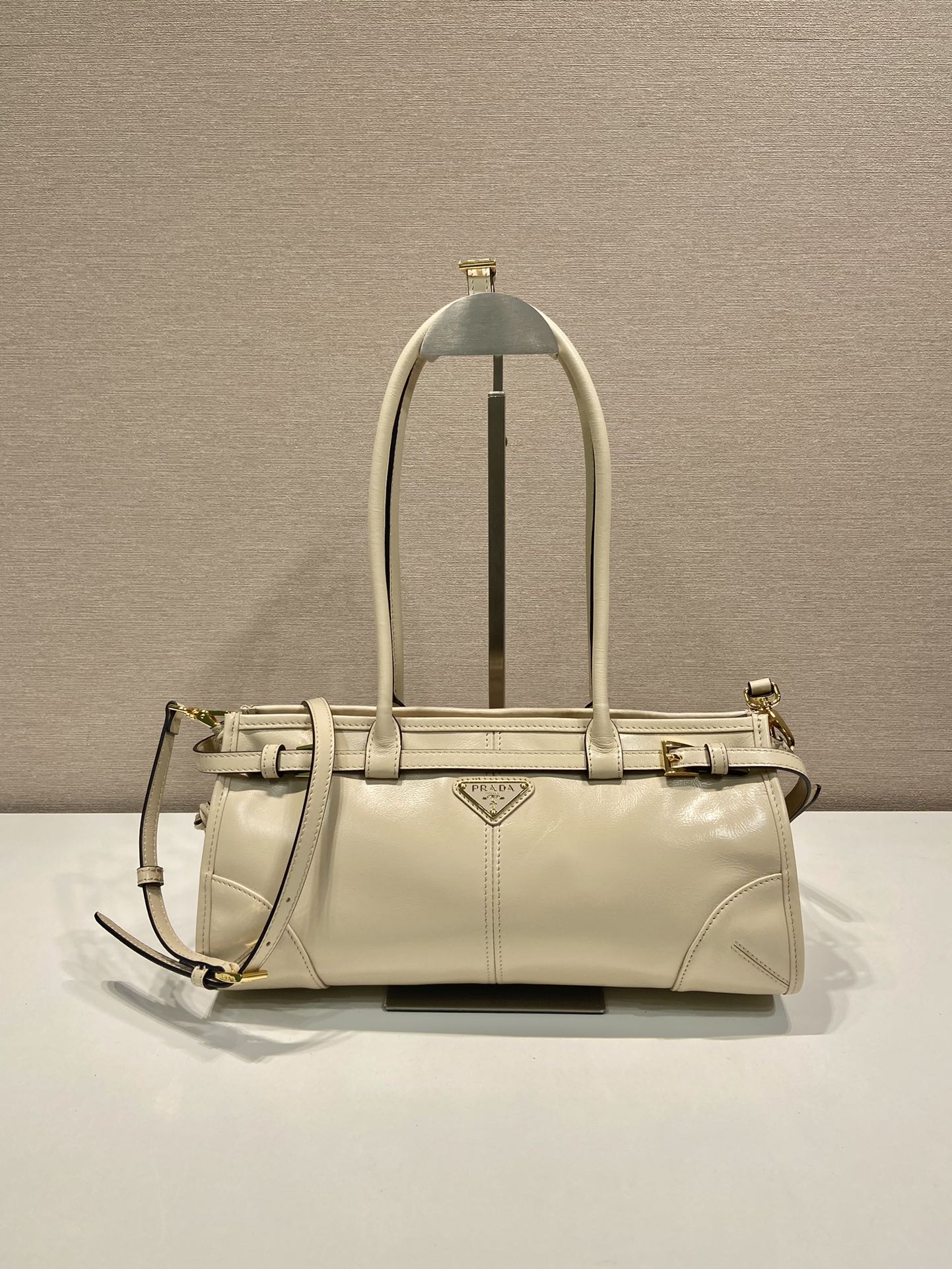 Prada 1BA426 Medium leather handbag Travertine