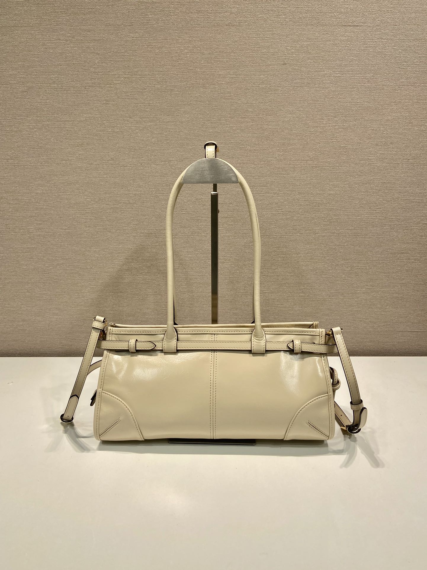 Prada 1BA426 Medium leather handbag Travertine