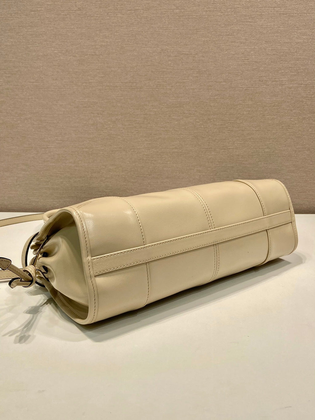 Prada 1BA426 Medium leather handbag Travertine