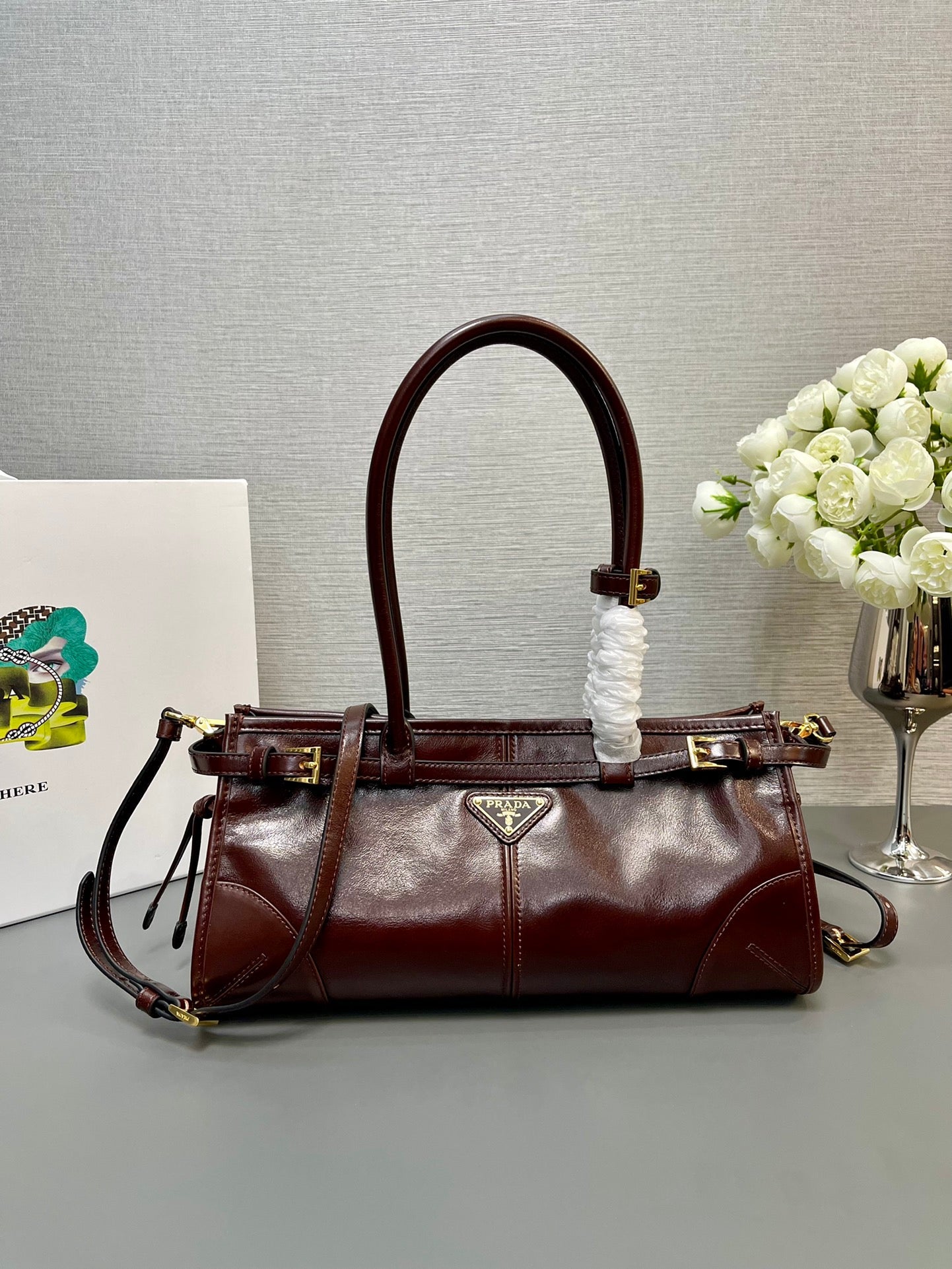 Prada 1BA426 Medium leather handbag Wine Red - Default Title - View 1