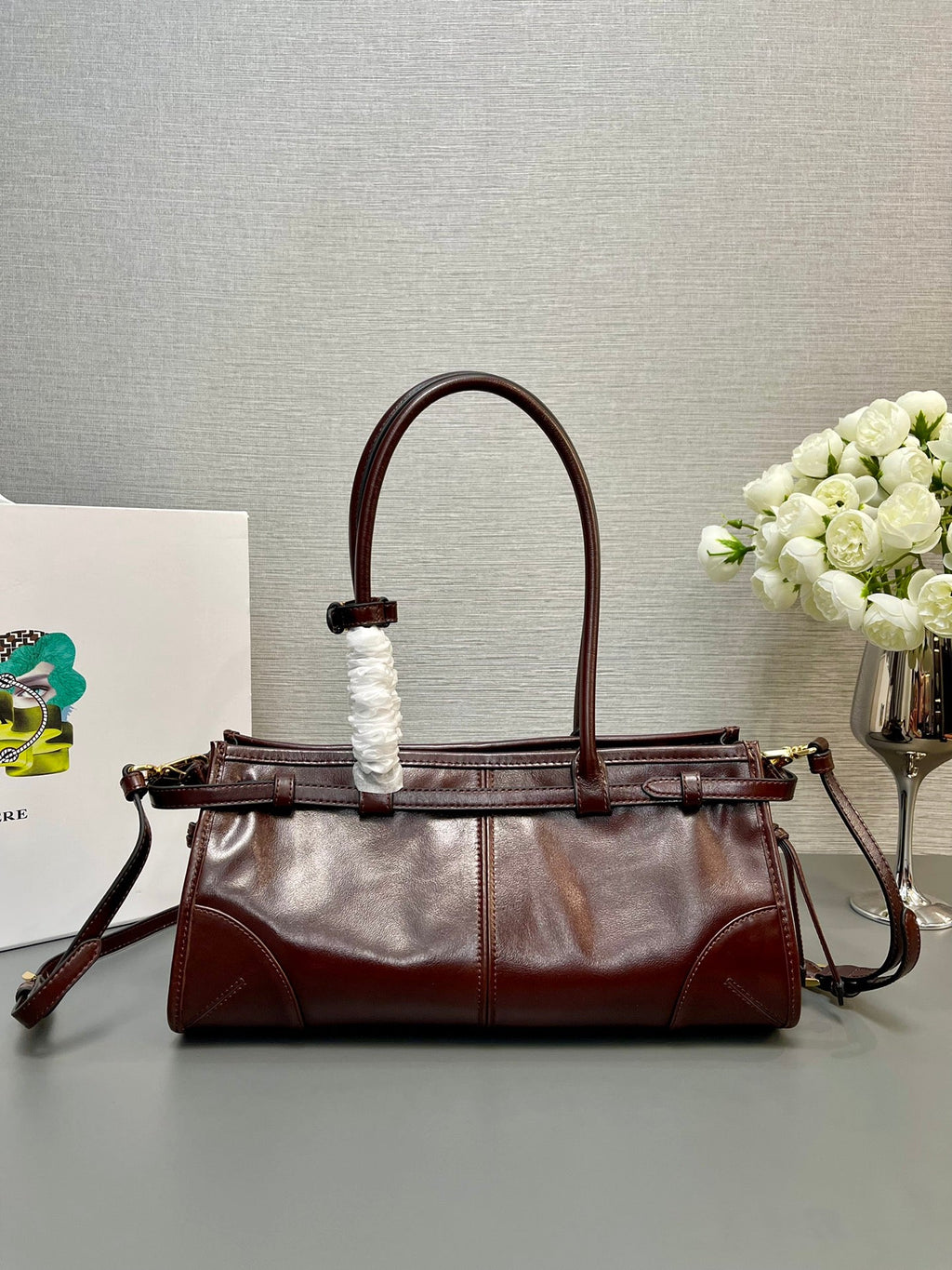 Prada 1BA426 Medium leather handbag Wine Red
