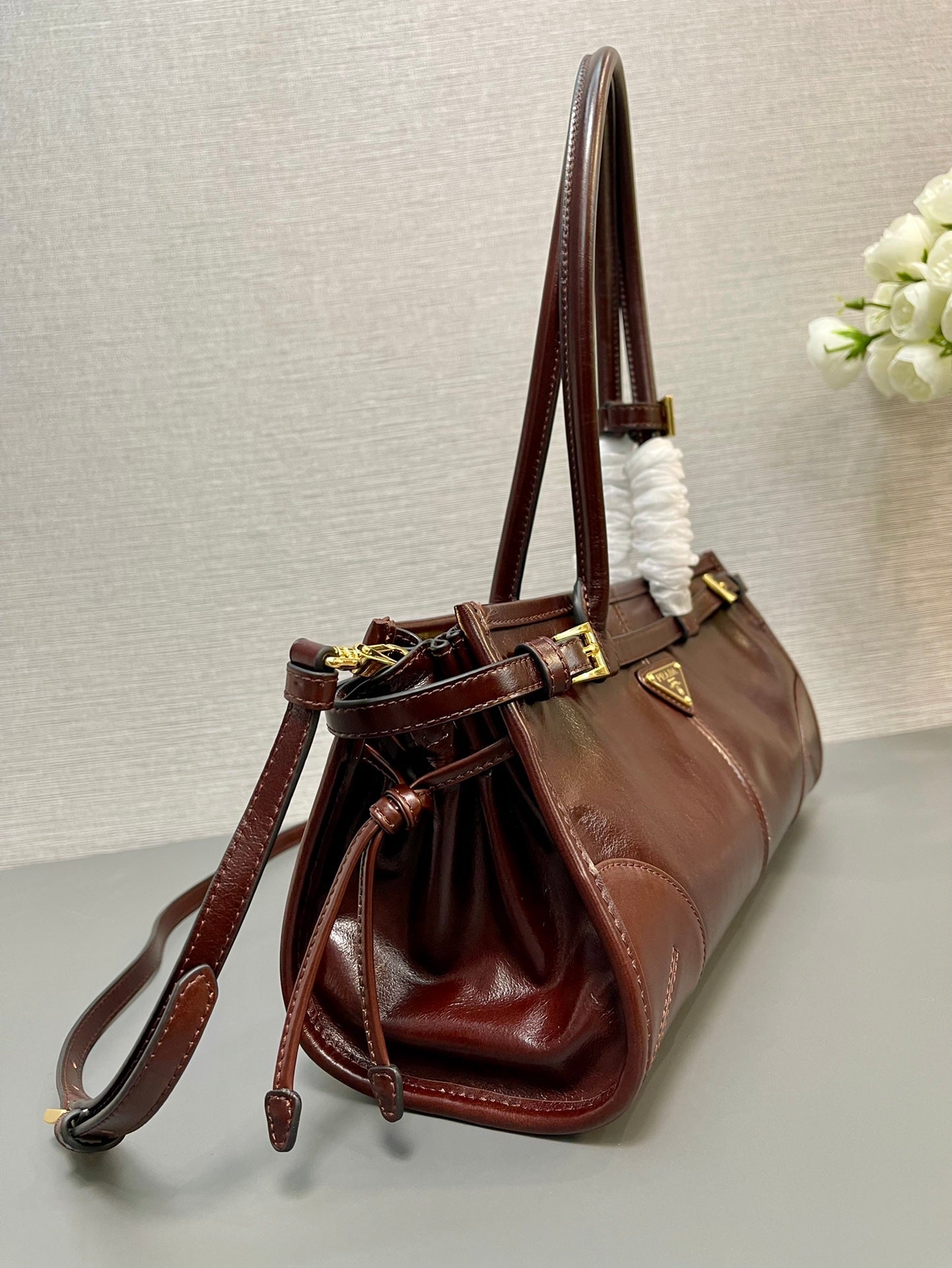 Prada 1BA426 Medium leather handbag Wine Red