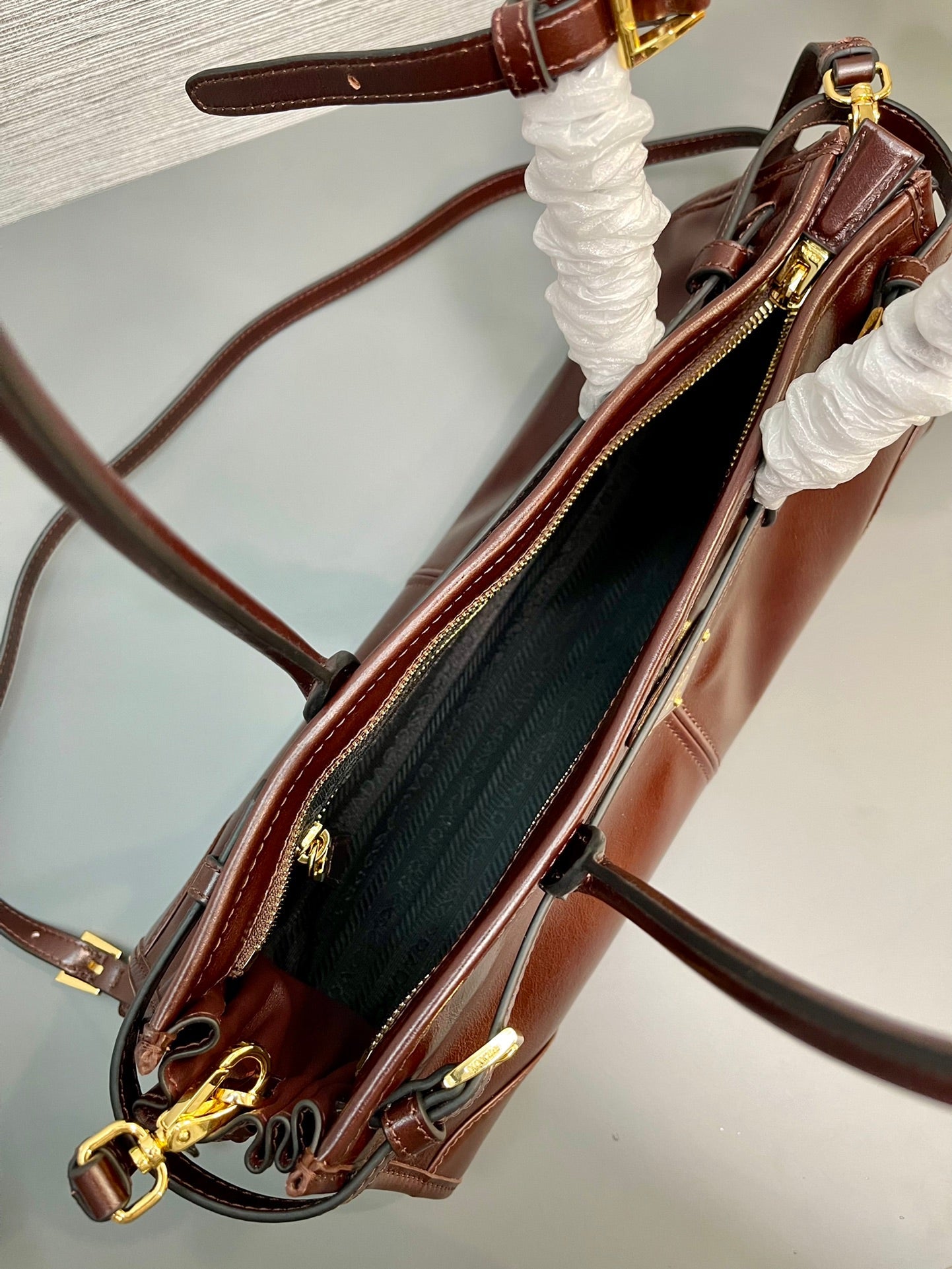 Prada 1BA426 Medium leather handbag Wine Red