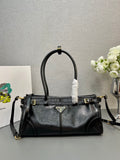 Prada 1BA426 Medium naplak patent leather handbag Black
